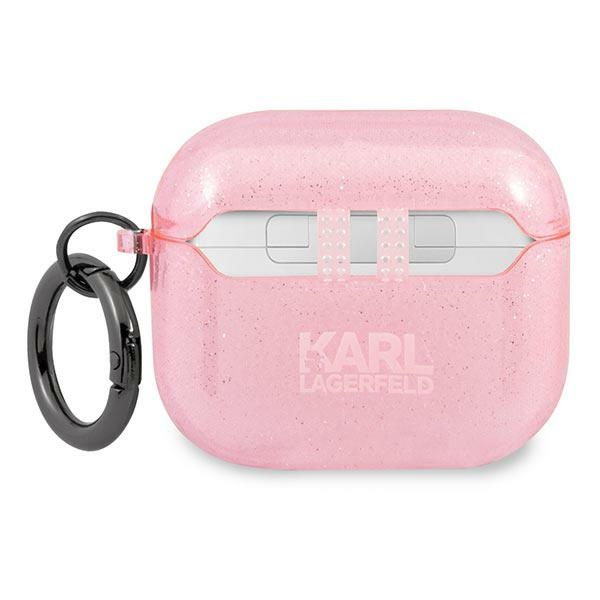 Hülle KARL LAGERFELD Apple AirPods 3 Hülle Glitter Karl`s Head Pink Case